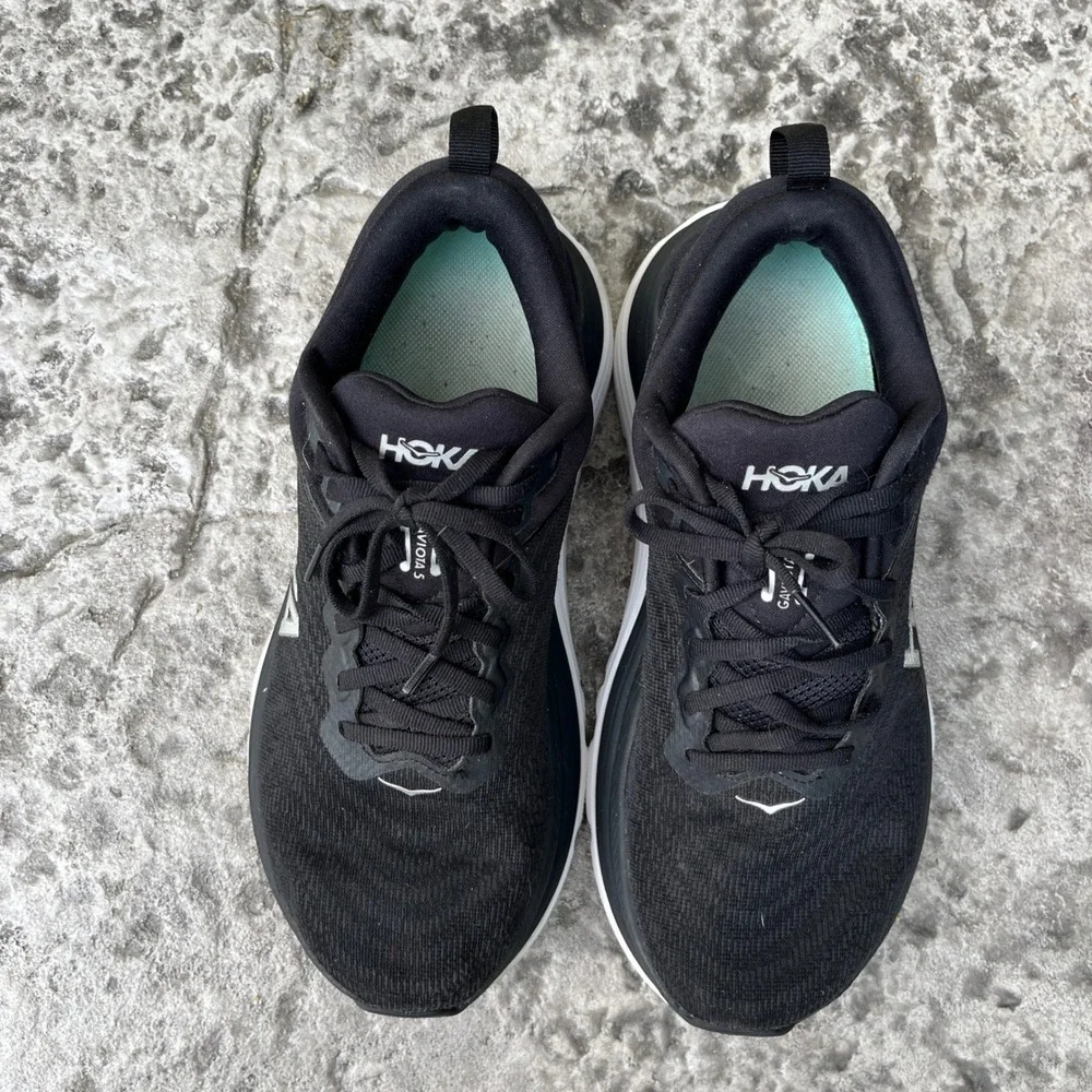 Hoka Gaviota 5 Womens Running Shoes Black White 1134235 BWHT Size 9B Stability